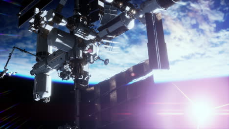 Die-Internationale-Raumstation-ISS-Schwebt-Im-Orbit-über-Dem-Planeten-Erde