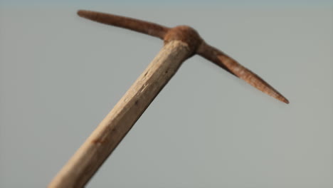 Close-up-of-an-old-rusted-pickaxe-head