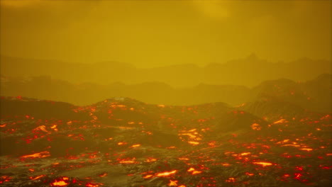 Hermosa-Vista-En-La-Noche-Del-Volcán-Activo-Con-Lava-Roja
