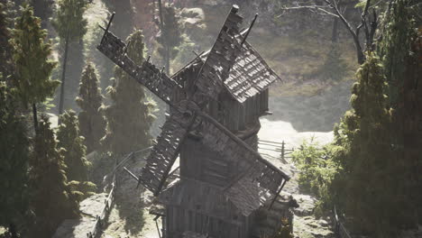 old-traditional-wooden-windmill-in-the-forest