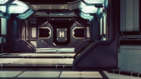 Futuristic-interior-of-Spaceship-corridor-with-light