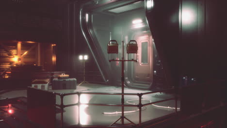 Hintergrund-Science-Fiction-Interieur.-Korridore-Von-Science-Fiction-Raumschiffen.-3D-Rendering