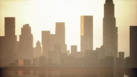 Smog-lies-over-the-skyline-of-Historical-architecture-and-modern-skyscrapers