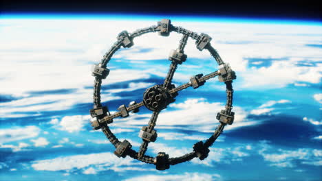 Weltraumsatellit,-Der-Die-Erde-Umkreist.-Elemente-Dieses-Von-Der-NASA-Bereitgestellten-Bildes