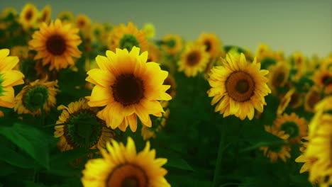 Splendid-scene-of-vivid-yellow-sunflowers-in-the-evening