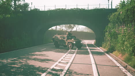 Gepanzerter-Militärwagen-In-Der-Großstadt