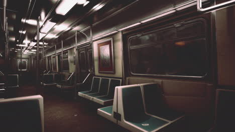 Empty-benches-of-metro-wagon