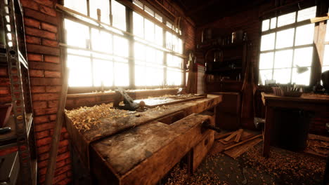 The-working-desk-in-wood-workshop