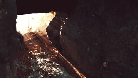 Empty-road-goes-through-the-cave-with-glowing-end