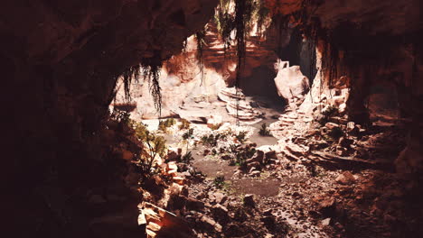 La-Vista-Dentro-De-La-Cueva-De-Las-Hadas-Cubierta-De-Plantas-Verdes-Que-Se-Iluminan-Solas