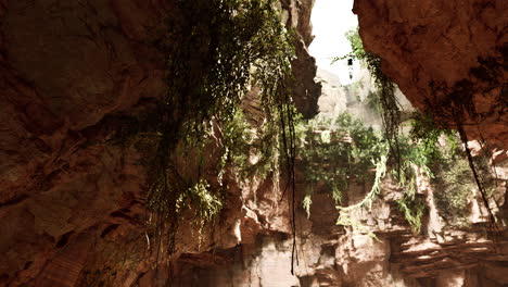 Gran-Cueva-Rocosa-De-Hadas-Con-Plantas-Verdes