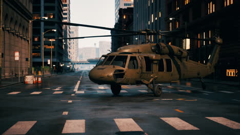 Helicóptero-Militar-En-Gran-Ciudad