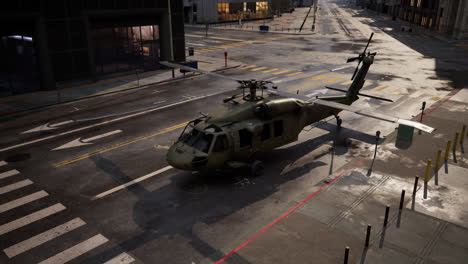 Helicóptero-Militar-En-Gran-Ciudad