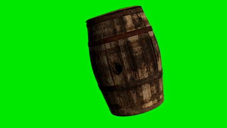 Wooden-barrel-for-wine-or-beer-at-green-chromakey-background