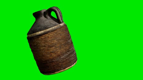 Old-rusted-bottle-at-green-chromakey-background