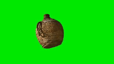 clay-brown-wicker-jug-on-green-chromakey-background