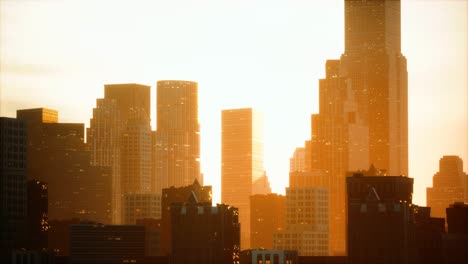 skyscrapers-of-big-city-at-sunset