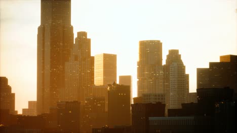 skyscrapers-of-big-city-at-sunset