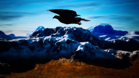 Amerikanischer-Weißkopfseeadler-In-Zeitlupe-Im-Flug-über-Den-Bergen-Alaskas