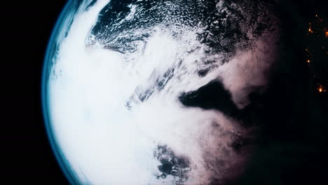 Blick-Auf-Den-Planeten-Erde-Aus-Dem-Weltraum-Mit-Realistischer-Erdoberfläche-Und-Weltkarte