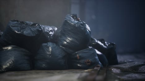 Garbage-bags-at-city-street-an-night