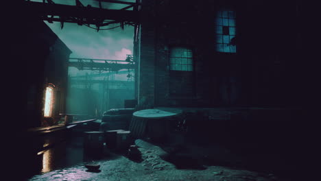 Dark-factory-warehouse-alley-at-night