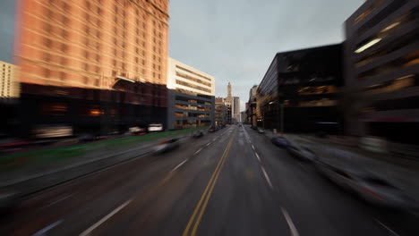 Aerial-Hyperlapse-view-above-traffic-of-big-city