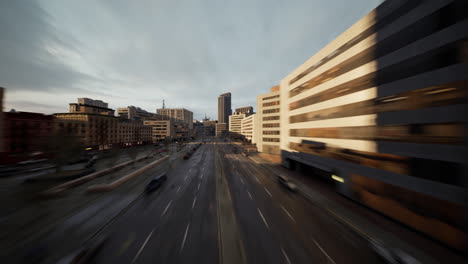 Aerial-Hyperlapse-view-above-traffic-of-big-city