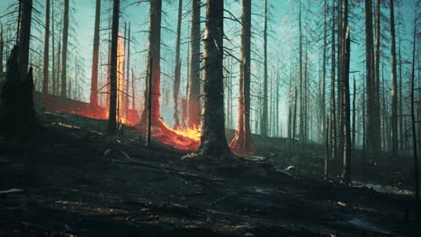 Waldbrand-Verbrennt-Boden-Im-Wald