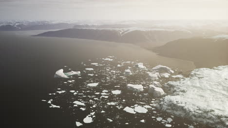 Wunderschöne-Luftaufnahme-Des-Riesigen-Gletschers-In-Island-Und-Seiner-Lagune