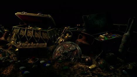 mysterious-opened-old-wooden-treasure-chest-with-light