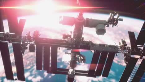 International-Space-Station-ISS-floating-in-orbit-above-planet-earth