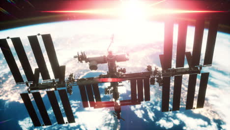 Estación-Espacial-Internacional-Iss-Flotando-En-órbita-Sobre-El-Planeta-Tierra