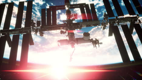 Die-Internationale-Raumstation-ISS-Schwebt-Im-Orbit-über-Dem-Planeten-Erde