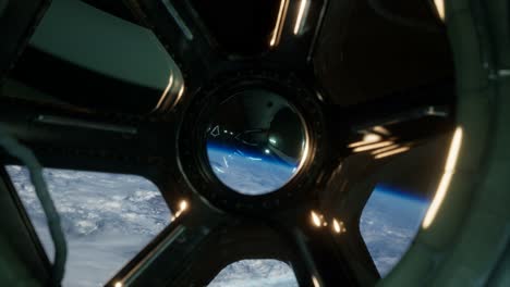 Vista-De-Cabina-Desde-La-Estación-Espacial-Internacional-Que-Opera-Cerca-Del-Planeta-Tierra