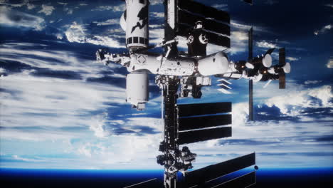 Estación-Espacial-Internacional-En-El-Espacio-Estrellado-Oscuro