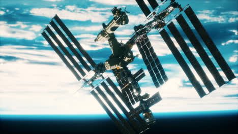 Internationale-Raumstation-über-Den-Erdelementen,-Eingerichtet-Von-Der-NASA
