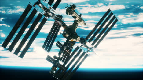 International-space-station-on-orbit-of-Earth-planet-Elements-furnished-by-NASA