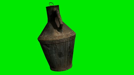 Vintage-metal-jug-on-green-chromakey-background