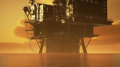 Silhouette-of-offshore-oil-drilling-rig