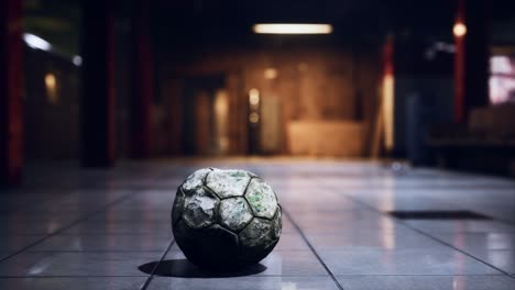 Viejo-Balón-De-Fútbol-En-El-Metro-Vacío