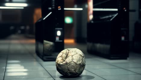 old-soccer-ball-in-empty-subway