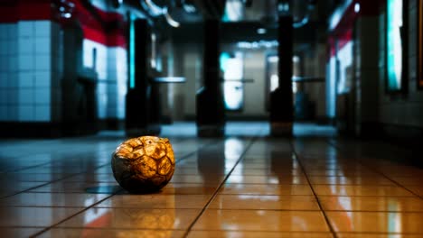 old-soccer-ball-in-empty-subway