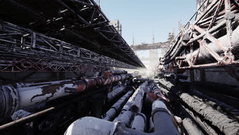 Oil-and-Gas-Production-slots-of-Rust-pipe-on-platform