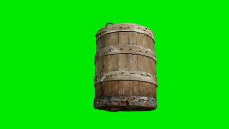 Old-traditional-wood-bucket-at-green-chromakey-background
