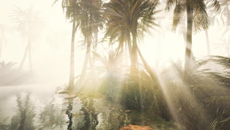 Kokospalmen-Im-Tiefen-Morgennebel