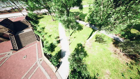 View-from-the-height-of-the-park-with-a-green-lawn-and-paths