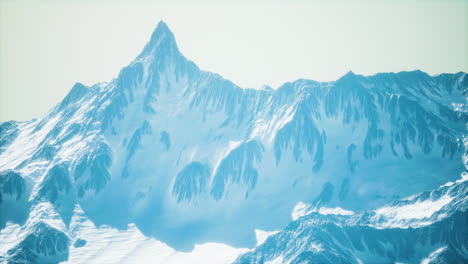 Mountain-winter-Caucasus-landscape-with-white-glaciers-and-rocky-Peak