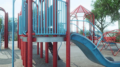 Empty-swings-on-summer-kids-playground
