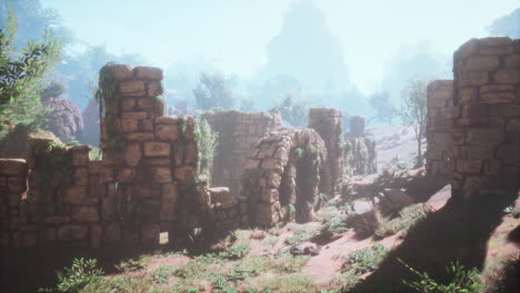 Ruinas-Cerca-De-Piedras-Rocosas-Rojas
